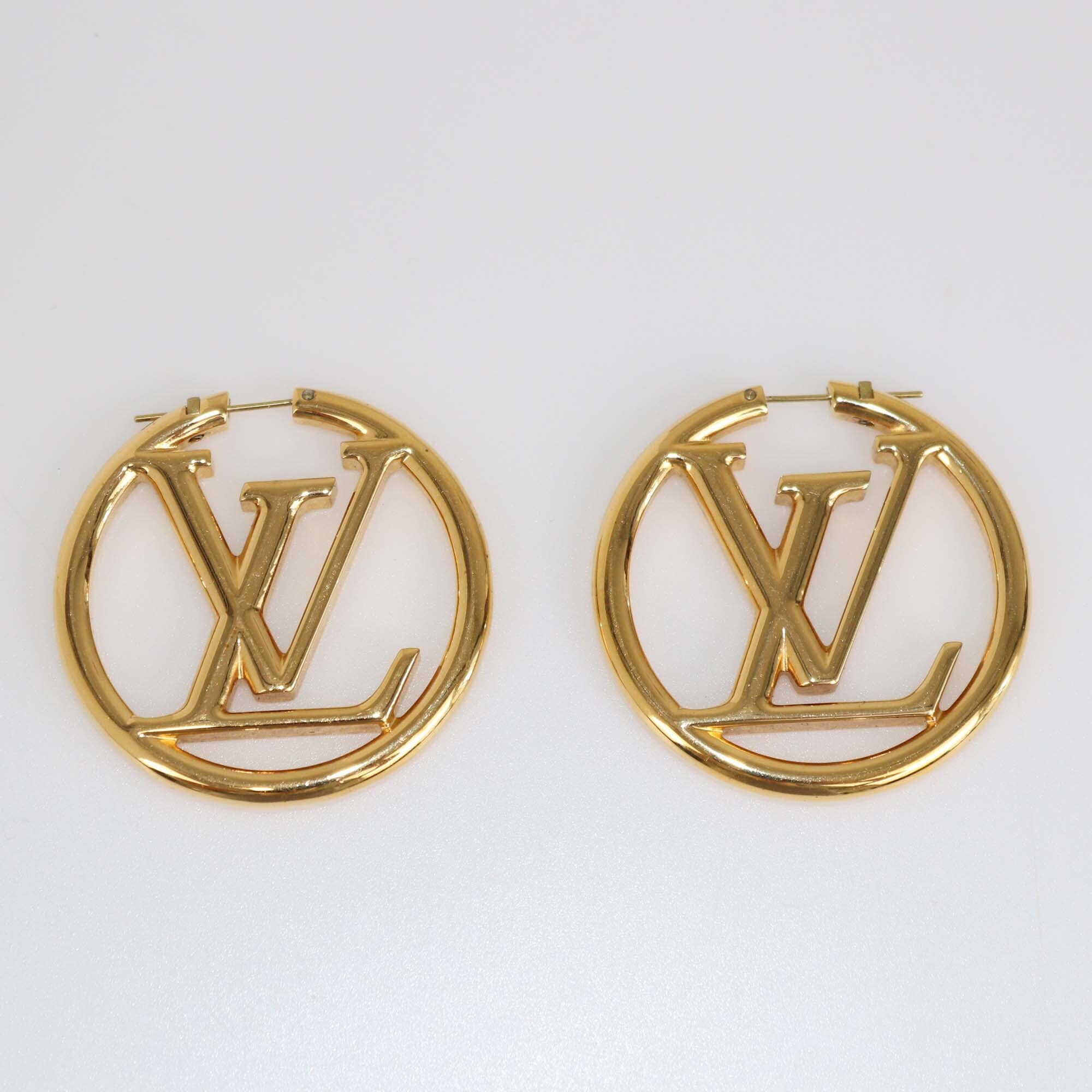 Louis Vuitton Icon Louise Hoop GM Gold Tone Earrings Jewellery Louis Vuitton 