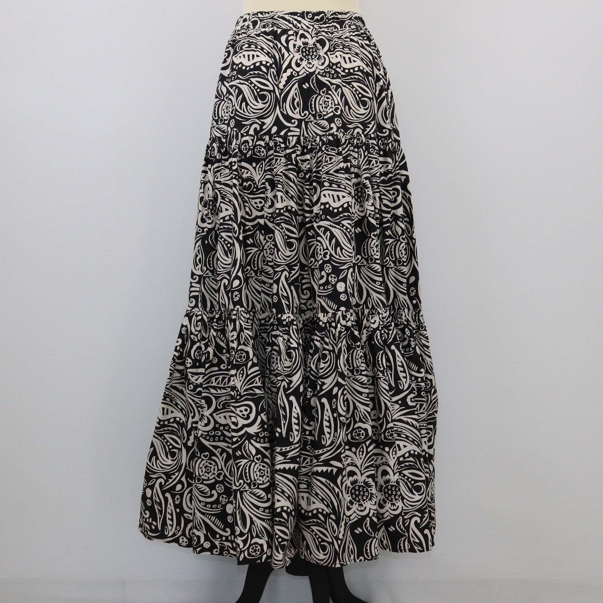 La DoubleJ Black/White Paisley Floral Print Maxi Skirt Womens La Double J 