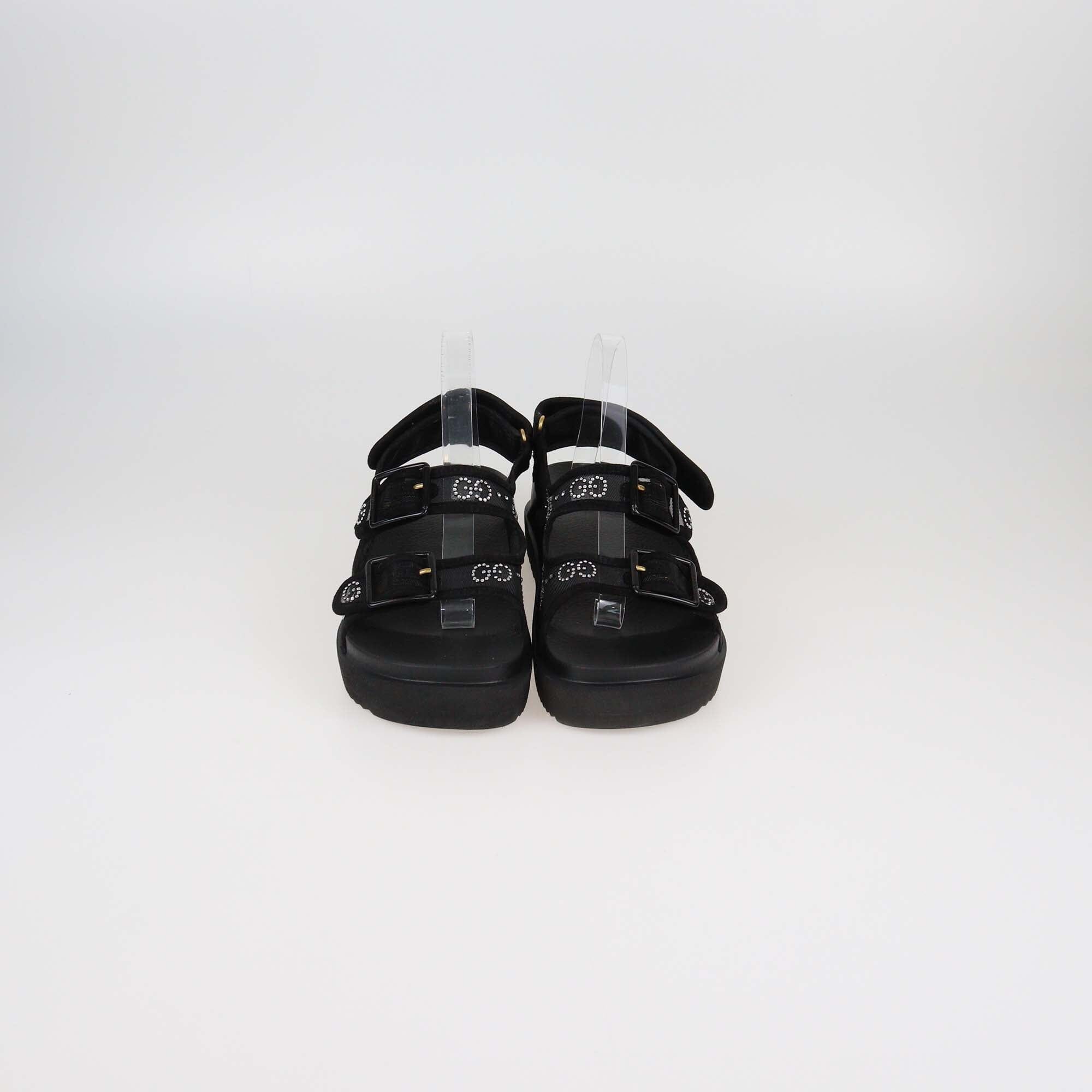 Gucci Black GG Crystal Mesh Sandals Womens Gucci 