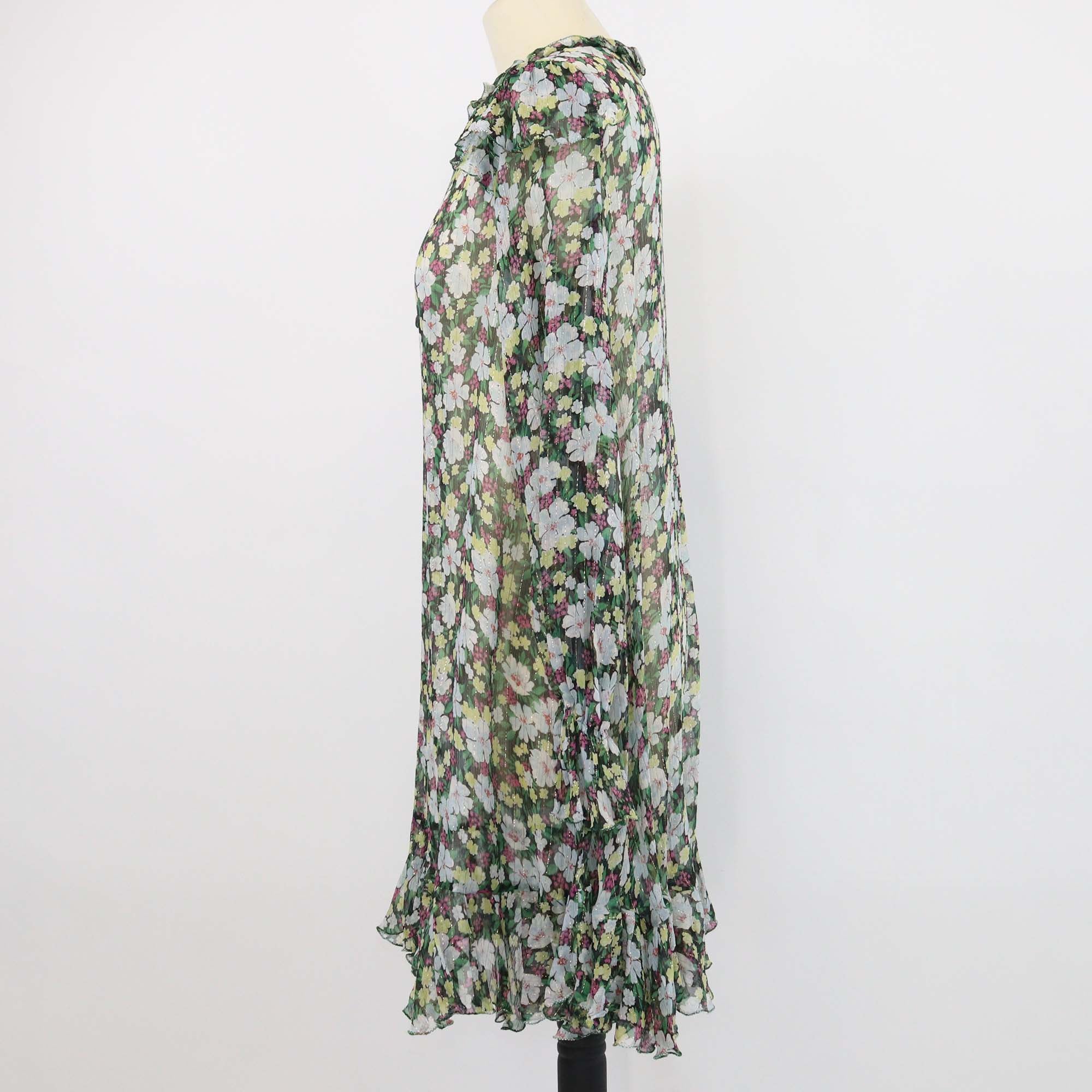 Maje Multicolor Silk Floral Print Rullina Ruffled Mini Dress