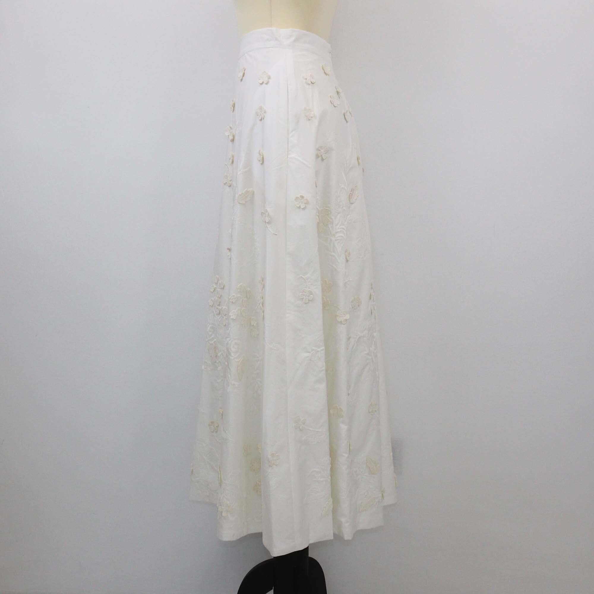 Elie Saab White Flower Embroidered Maxi Skirt Womens Elie Saab 