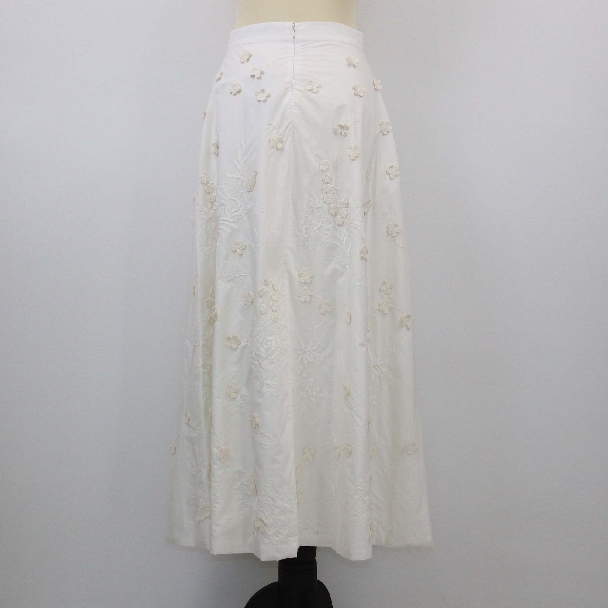 Elie Saab White Flower Embroidered Maxi Skirt Womens Elie Saab 