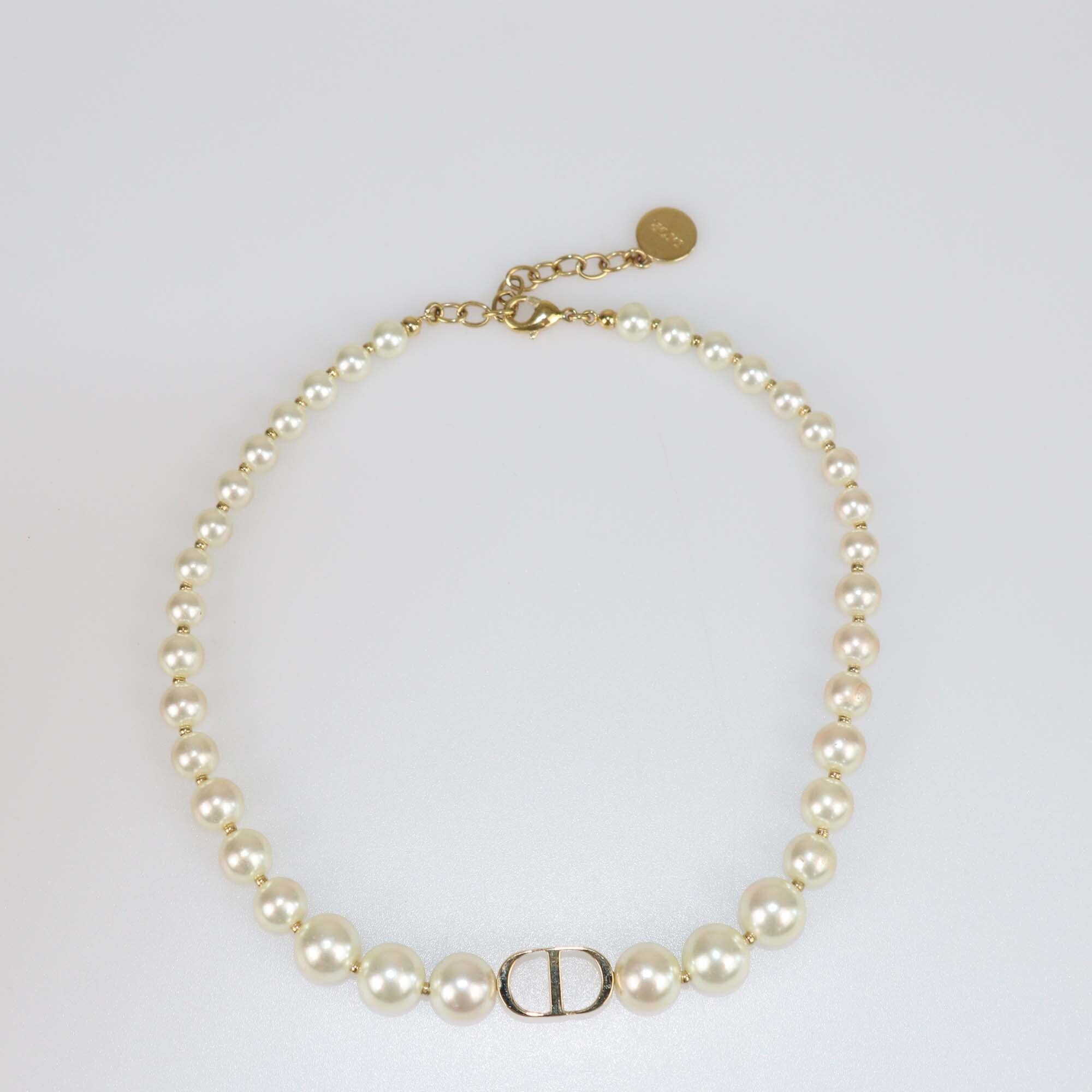 Christian Dior 30 Montaigne Faux Pearl Gold Tone Choker Necklace Jewellery Christian Dior 