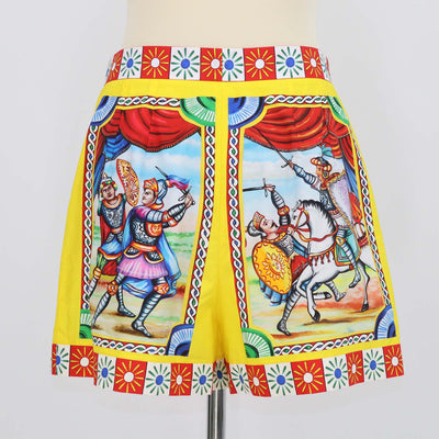 Dolce & Gabbana Multicolor Cotton Caretto Print Mini Short