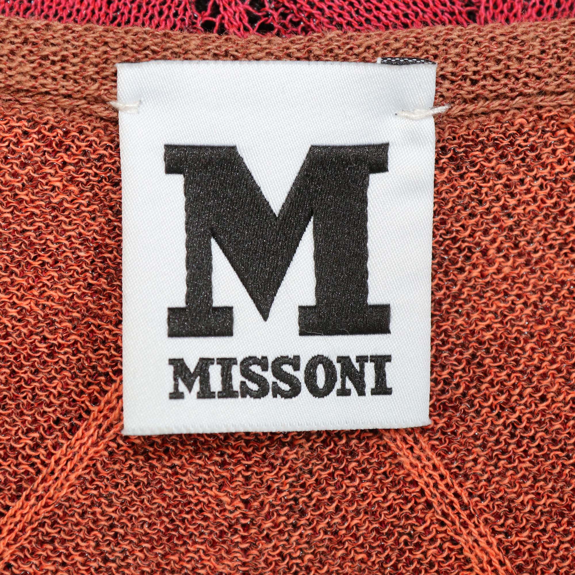 M Missoni Multicolor Cotton Knitted Zig Zag Flared Dress