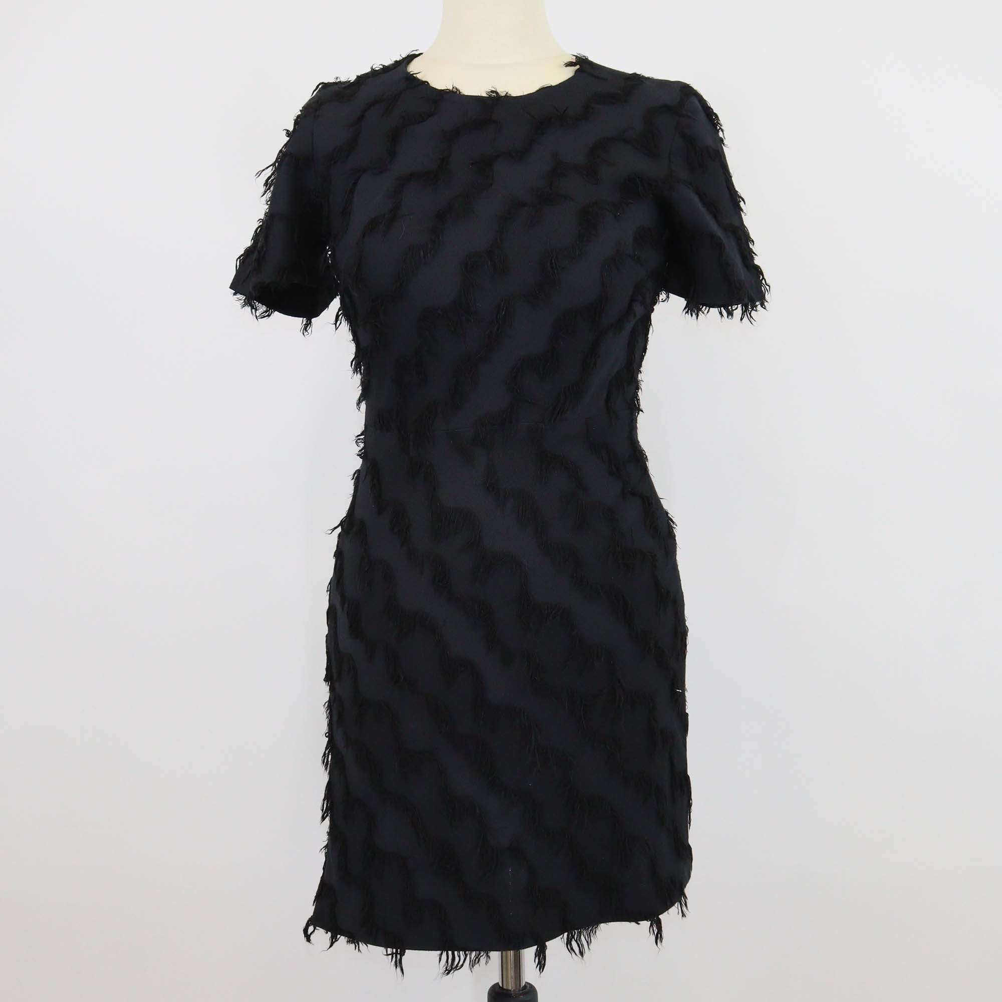 Sandro Black Blend Cotton Fringe Detail Mini Dress