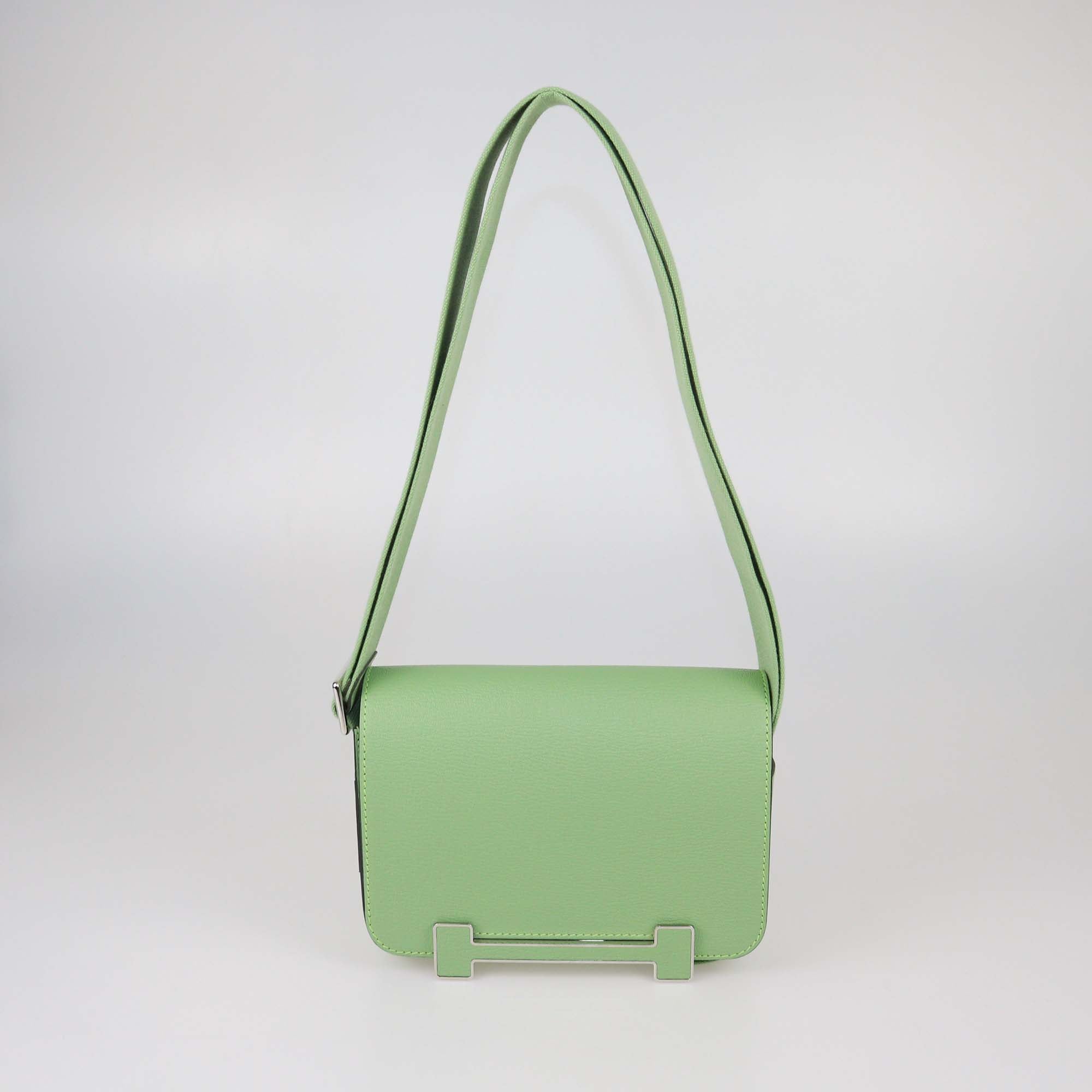 Hermes Vert Criquet Chevre Mysore Leather Geta Bag