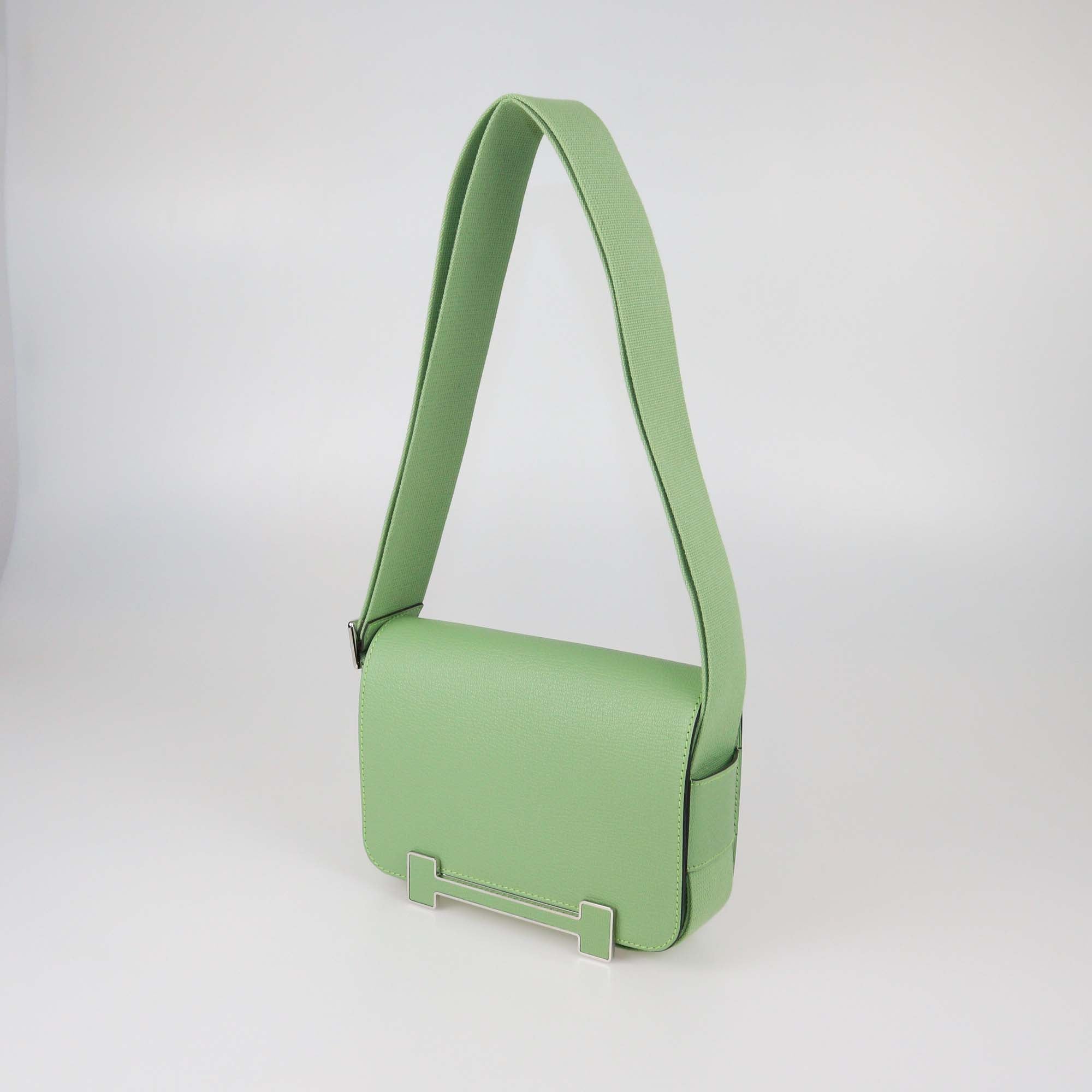 Hermes Vert Criquet Chevre Mysore Leather Geta Bag