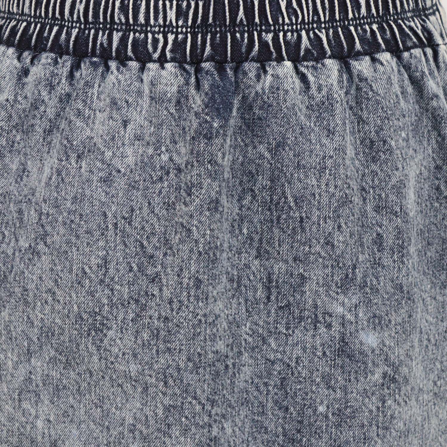 Miu Miu Washed Blue Denim Elastic Waist Mini Skirt