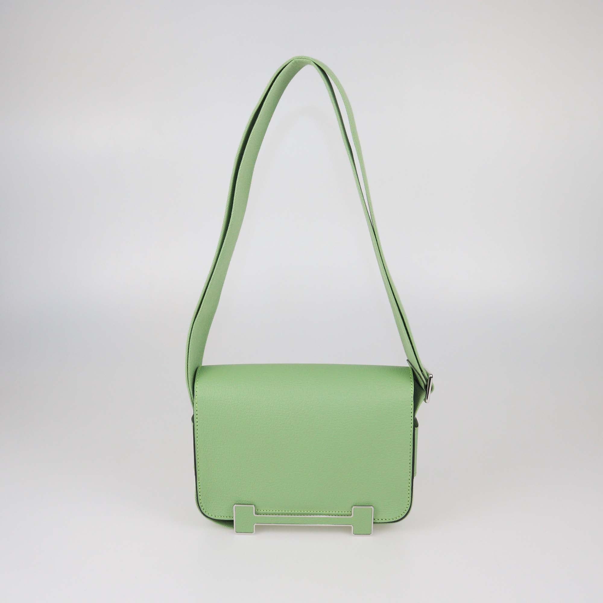 Hermes Vert Criquet Chevre Mysore Leather Geta Bag