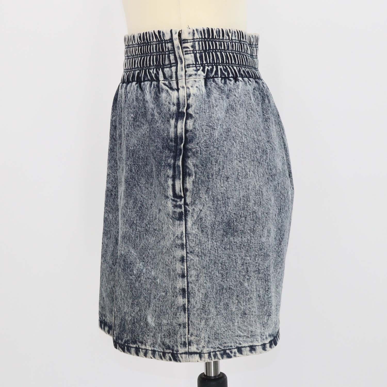 Miu Miu Washed Blue Denim Elastic Waist Mini Skirt