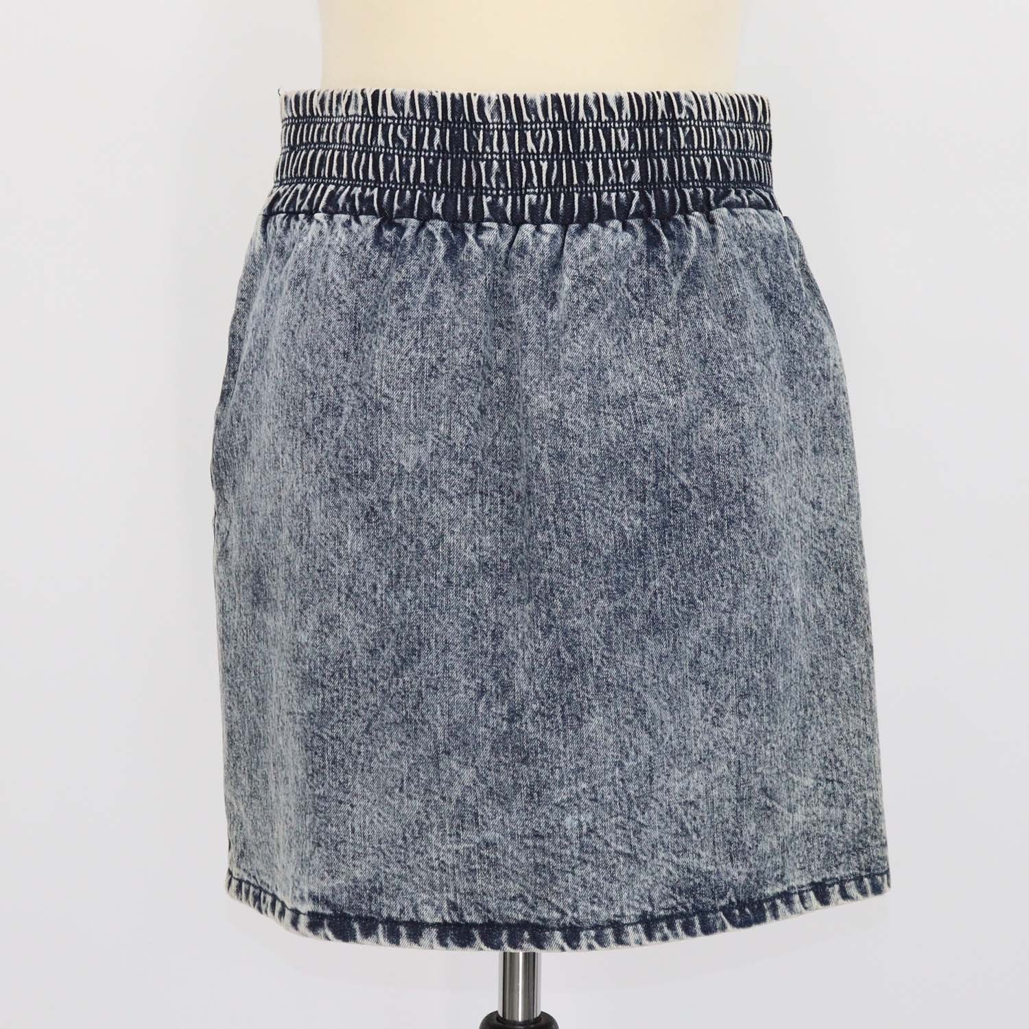 Miu Miu Washed Blue Denim Elastic Waist Mini Skirt
