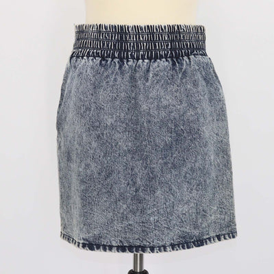 Miu Miu Washed Blue Denim Elastic Waist Mini Skirt