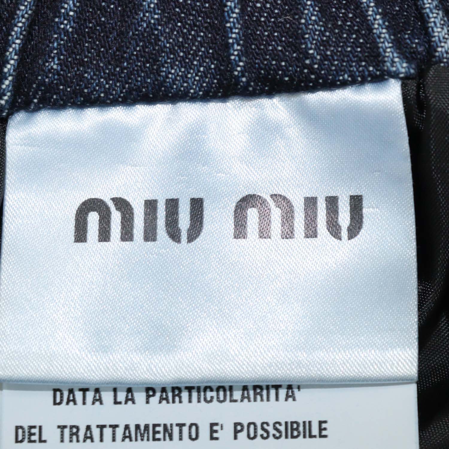 Miu Miu Washed Blue Denim Elastic Waist Mini Skirt