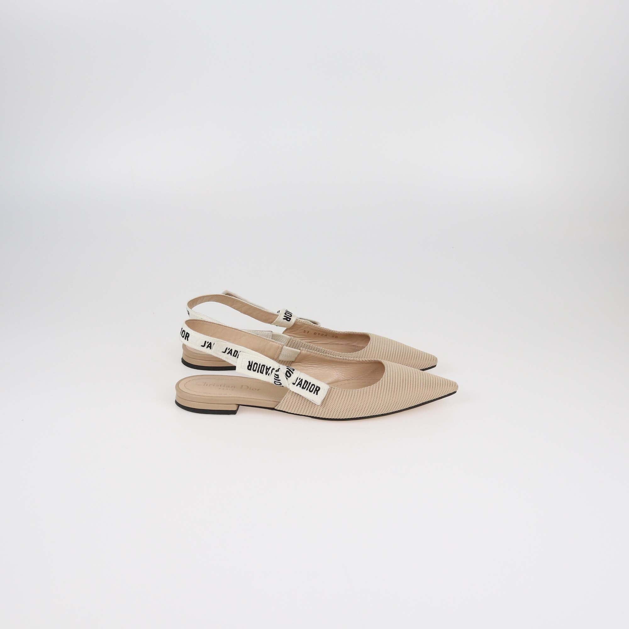 Christian Dior Beige J'Adior Slingback Flat Pumps Womens Christian Dior 