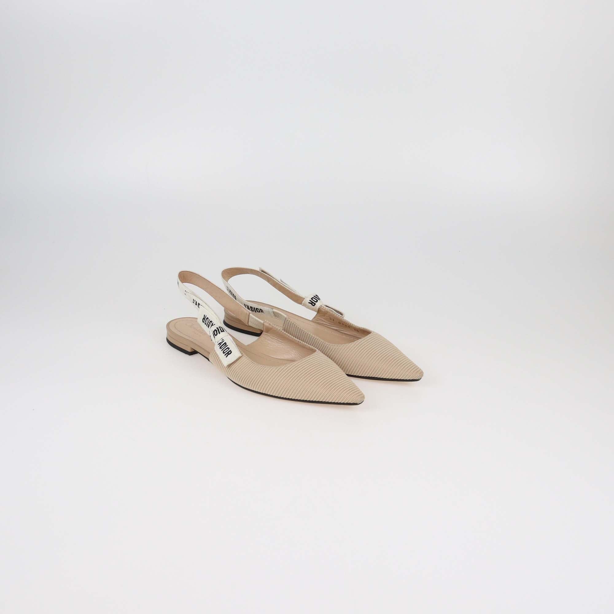Christian Dior Beige J'Adior Slingback Flat Pumps Womens Christian Dior 