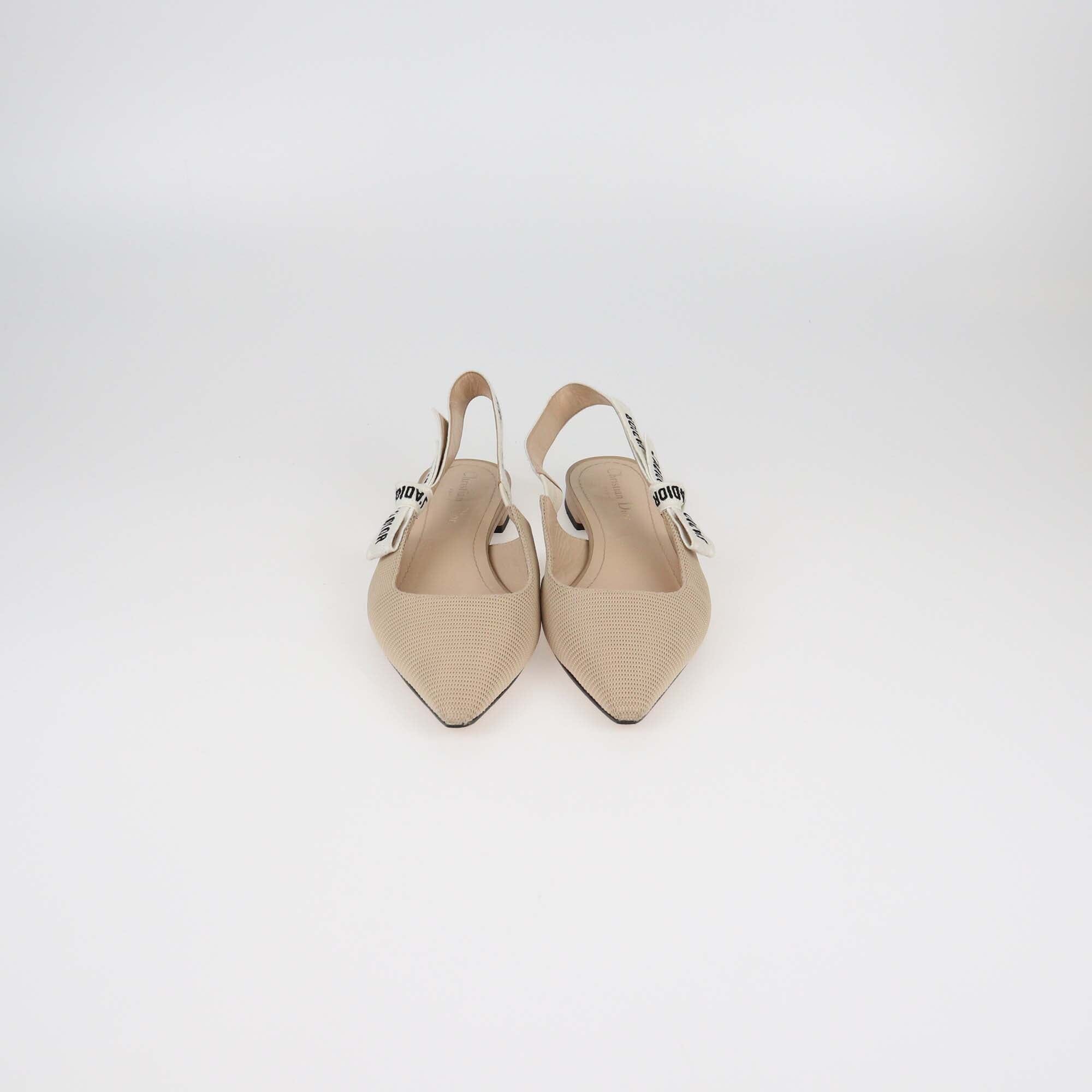 Christian Dior Beige J'Adior Slingback Flat Pumps Womens Christian Dior 