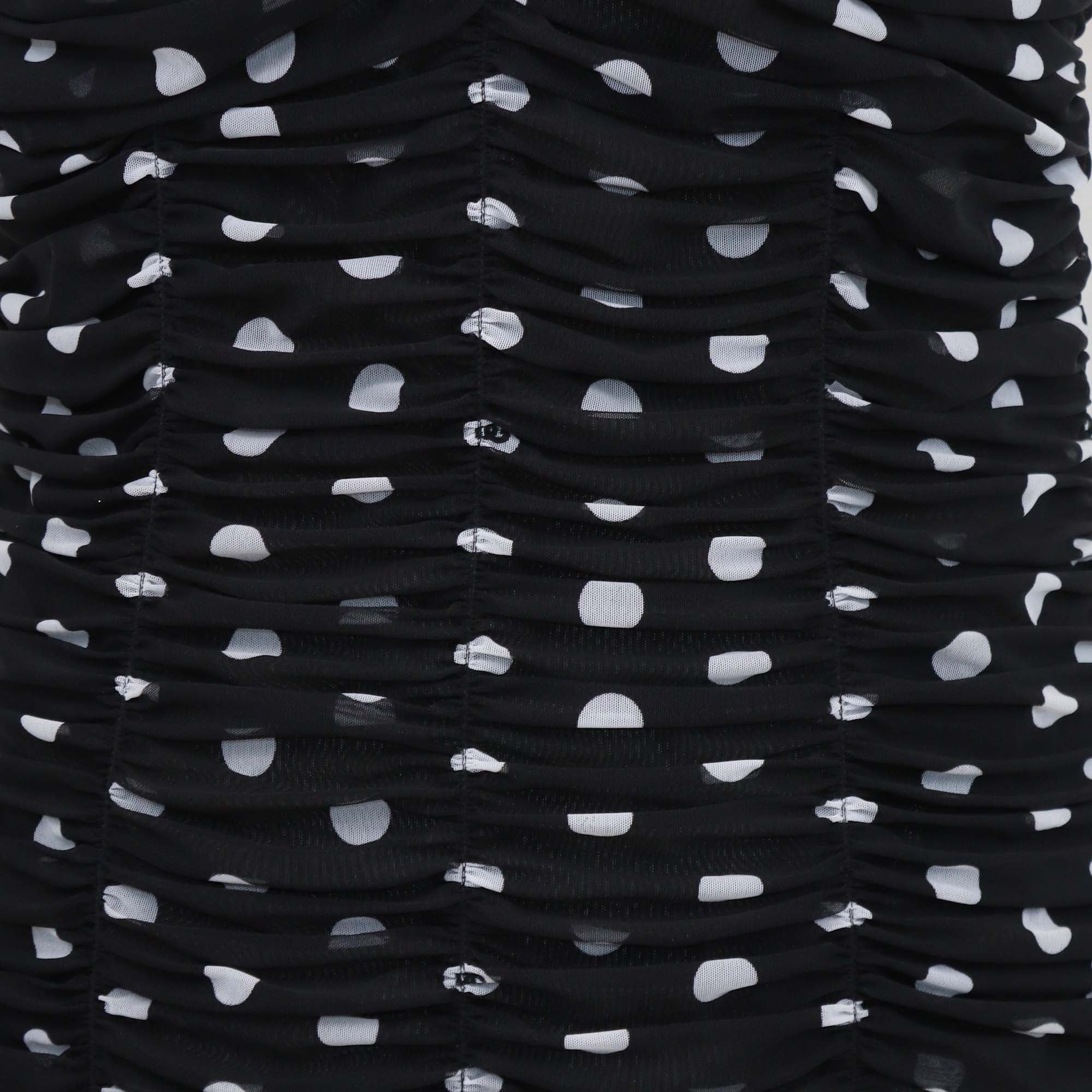 Dolce & Gabbana Black/White Polka Dot Ruched Sleeveless Dress