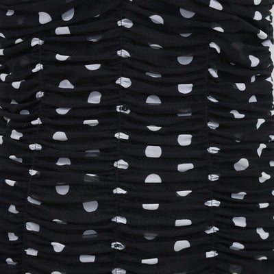 Dolce & Gabbana Black/White Polka Dot Ruched Sleeveless Dress