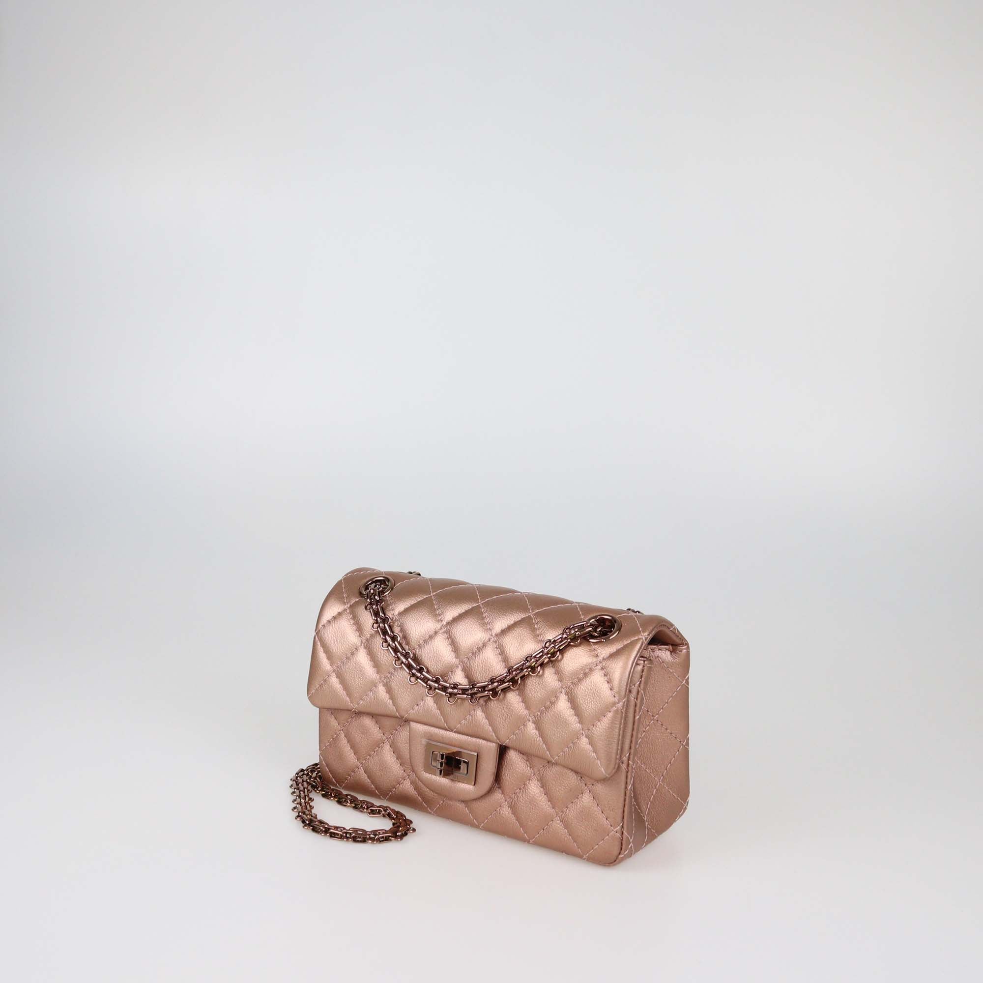 Chanel Rose Gold Quilted Leather Mini 2.55 Flap Bag