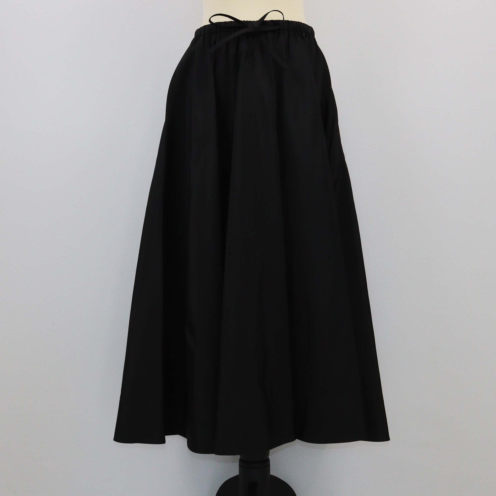 Valentino Black Pleated Drawstring Midi Skirt Womens Valentino 