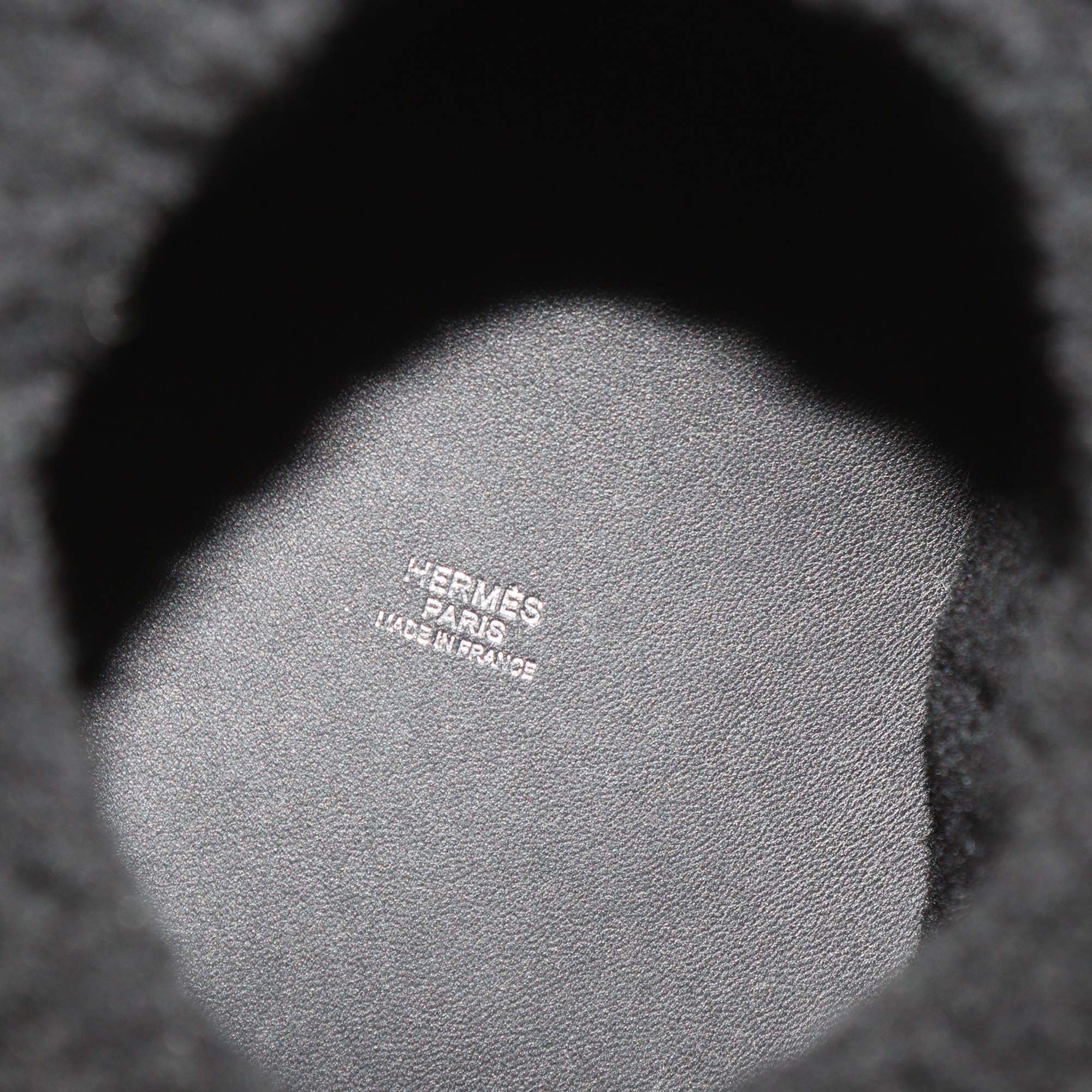 Hermes Black Box Calf and Merino Wool Sabot Plush Bag