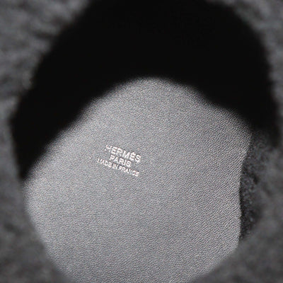 Hermes Black Box Calf and Merino Wool Sabot Plush Bag
