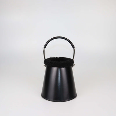 Hermes Black Box Calf and Merino Wool Sabot Plush Bag