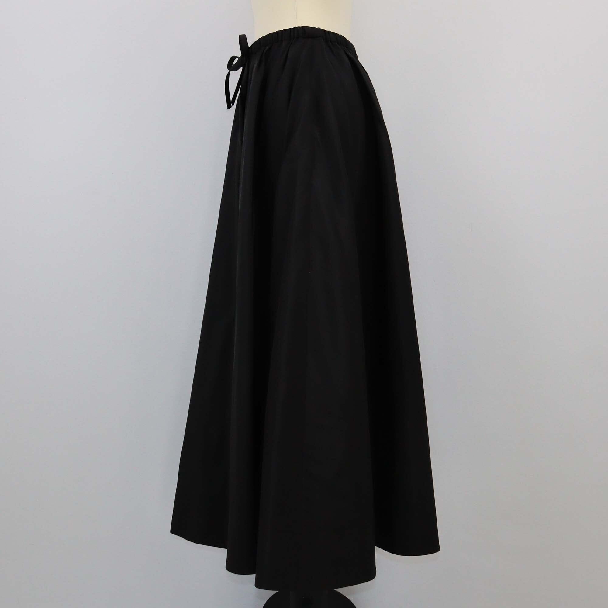 Valentino Black Pleated Drawstring Midi Skirt Womens Valentino 