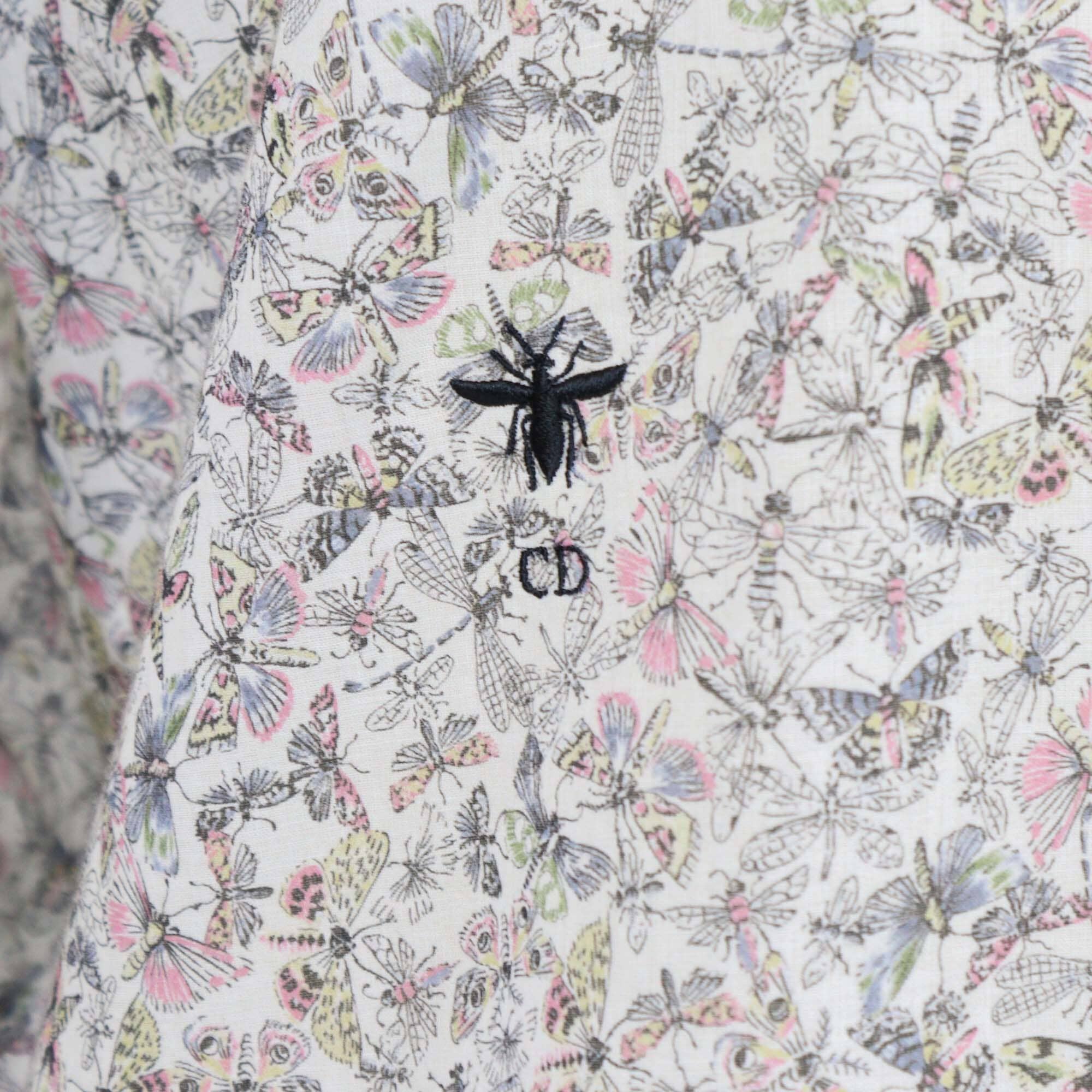 Christian Dior Multicolor Bee Overall Print Mandarin Collar Long Sleeve Tunic Shirt Womens Christian Dior 