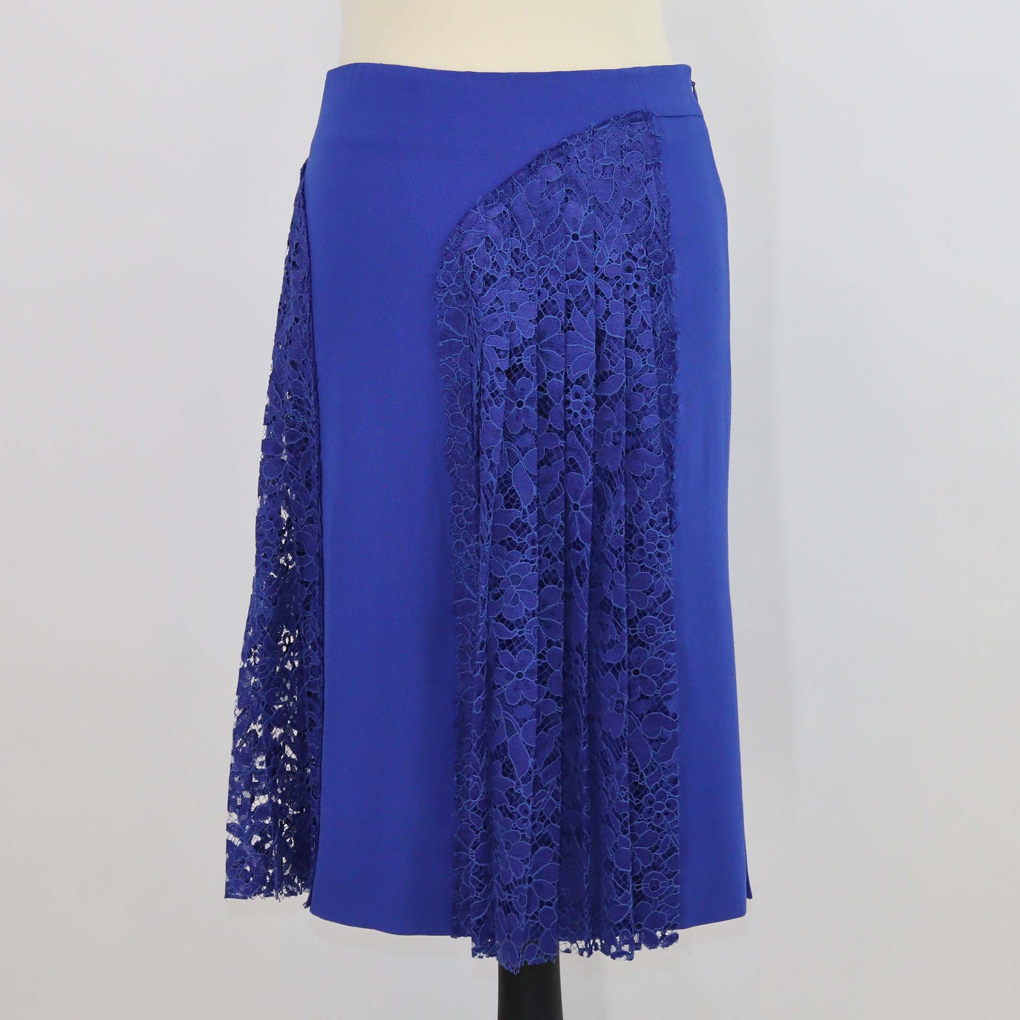 Joseph Blue Blend Acetate Crepe Stretch & Lace Courtney Skirt