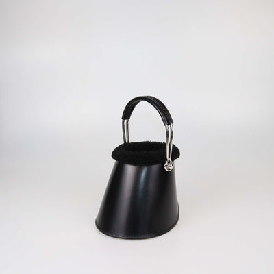 Hermes Black Box Calf and Merino Wool Sabot Plush Bag