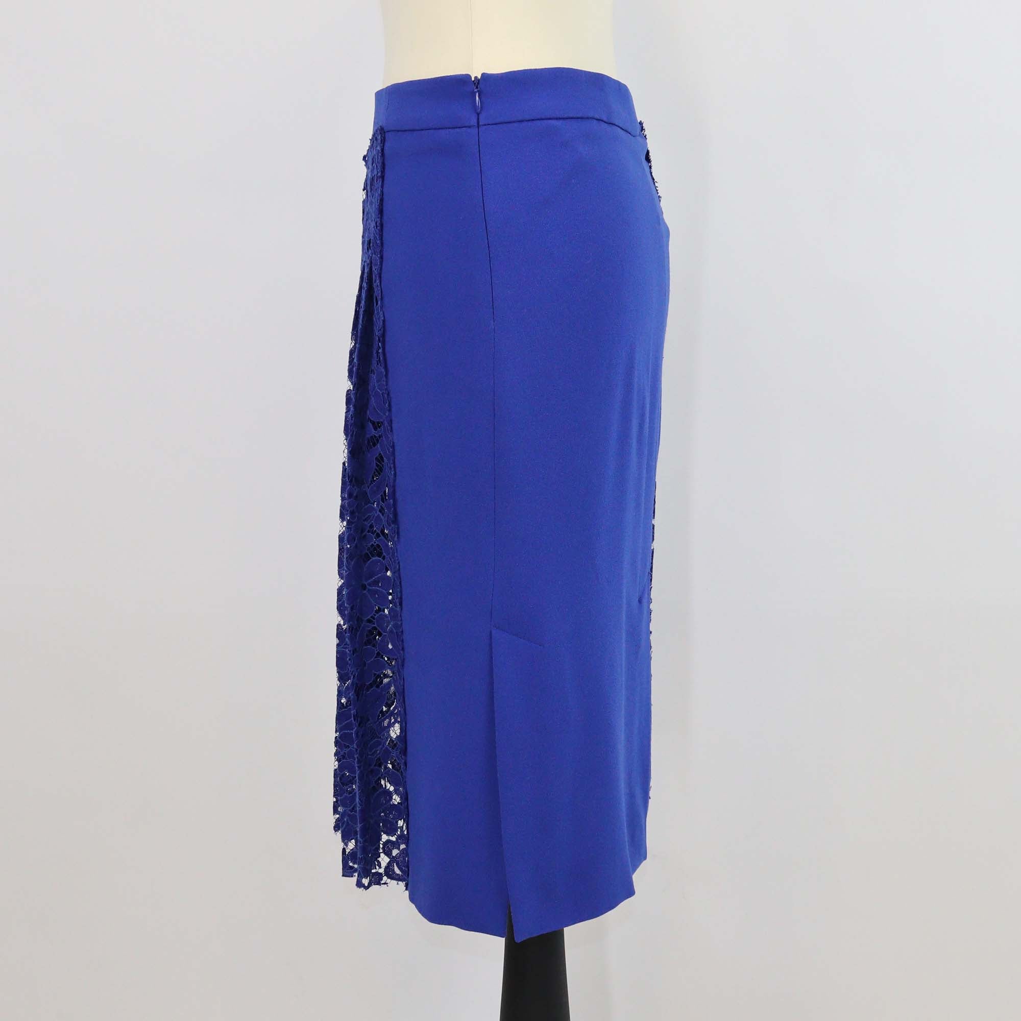 Joseph Blue Blend Acetate Crepe Stretch & Lace Courtney Skirt