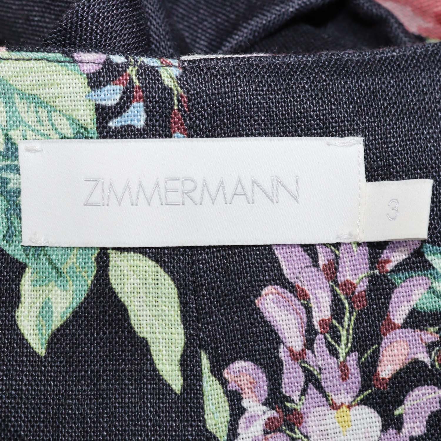Zimmermann Black/Multicolor Linen Floral Print Crop Top & Short Set
