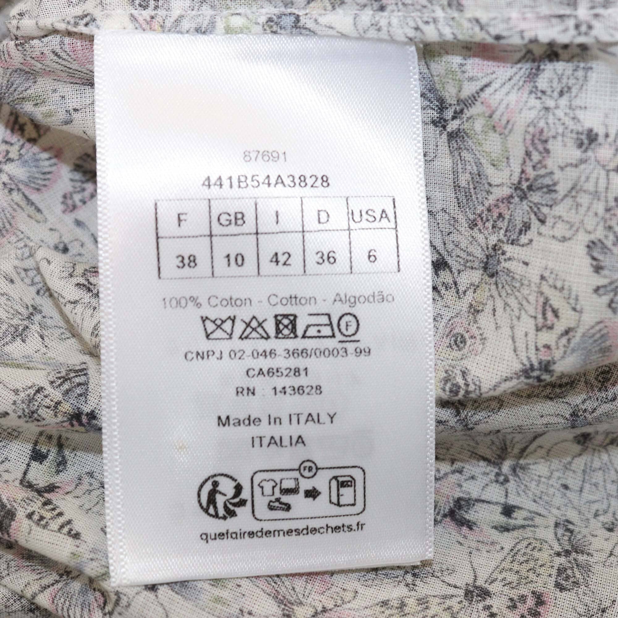 Christian Dior Multicolor Bee Overall Print Mandarin Collar Long Sleeve Tunic Shirt Womens Christian Dior 