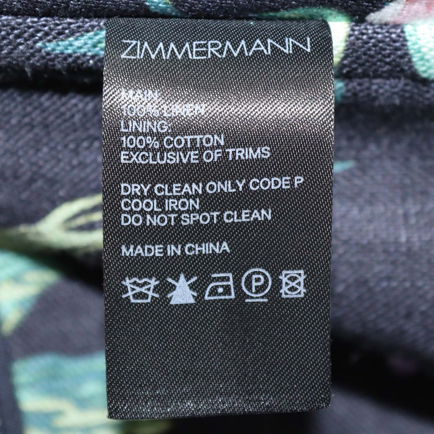 Zimmermann Black/Multicolor Linen Floral Print Crop Top & Short Set