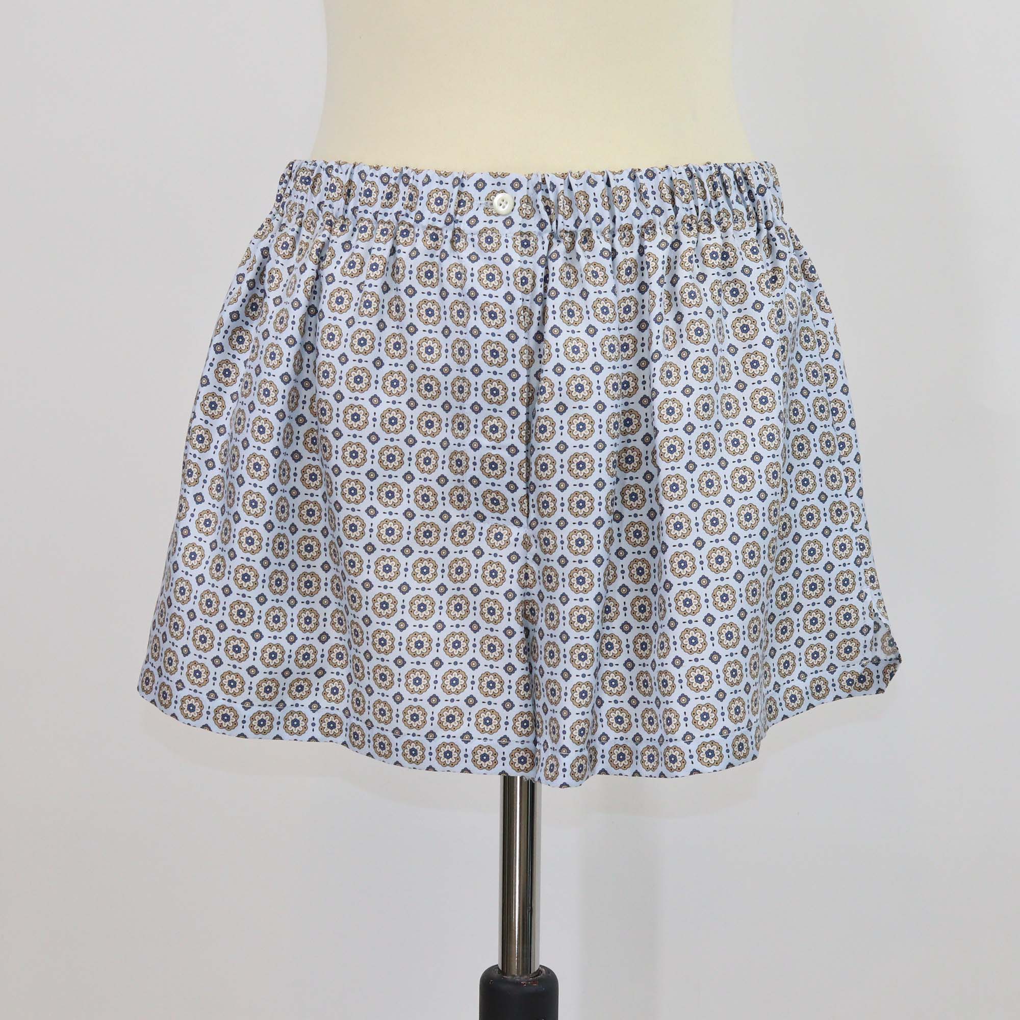 Prada Light Blue Silk Printed Twill Short