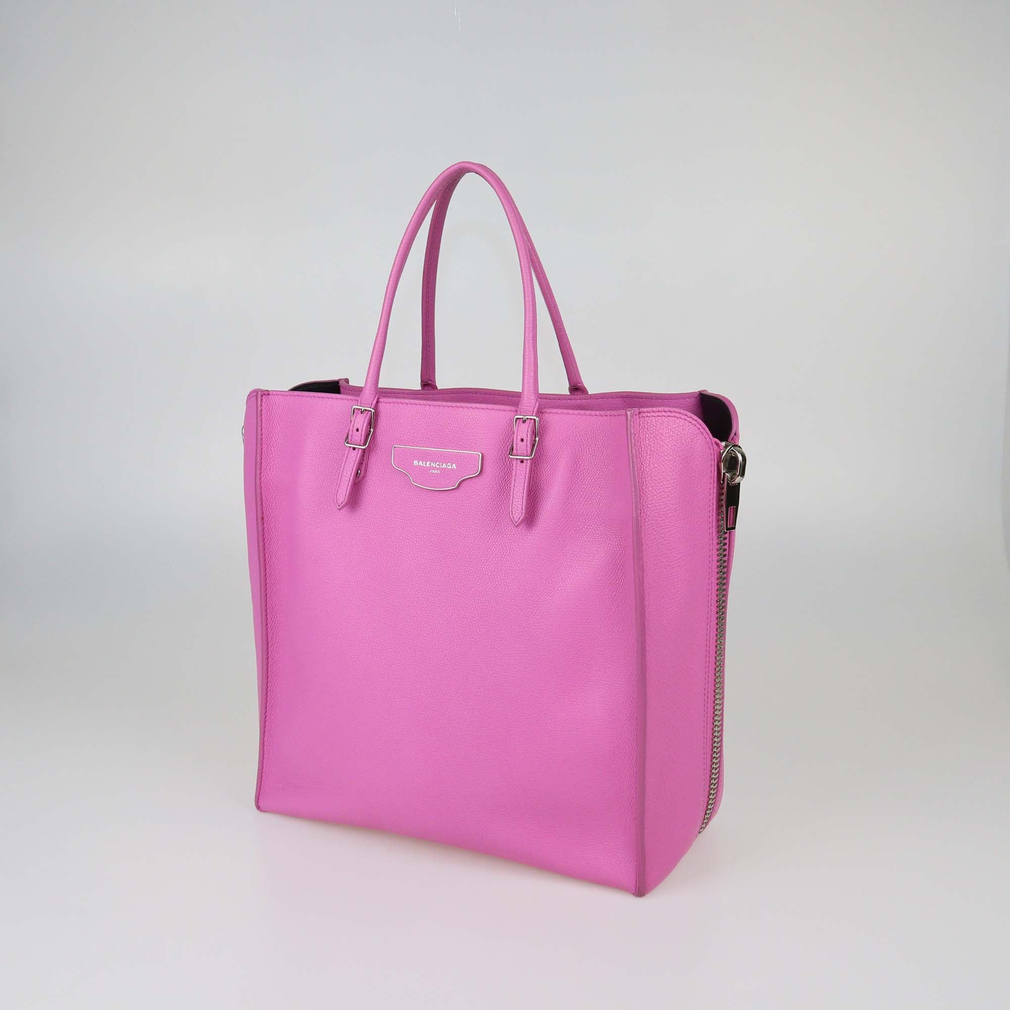 Balenciaga Pink Leather Papier A5 Side Zip Tote