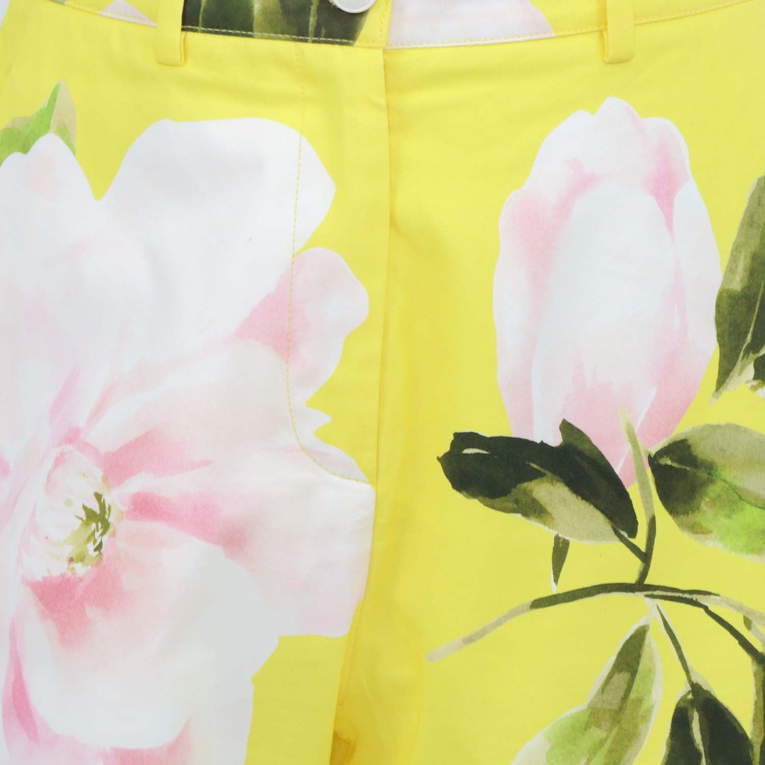 Valentino Yellow/Multicolor Cotton and Silk Floral Print Short