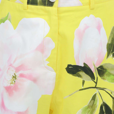 Valentino Yellow/Multicolor Cotton and Silk Floral Print Short