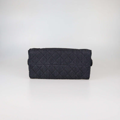 Chanel Dark Blue Quilted Denim Medium Chanel 25 Bag