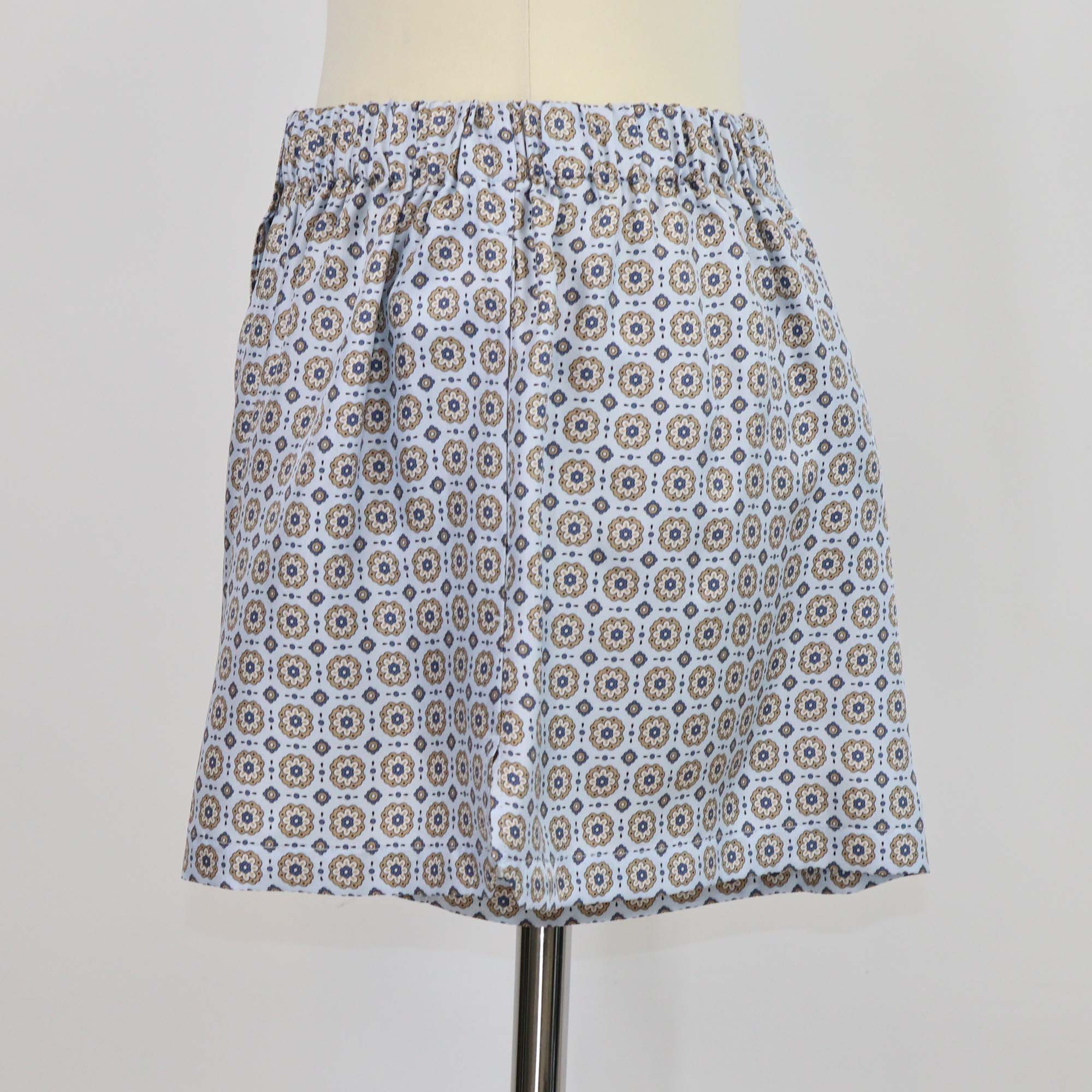 Prada Light Blue Silk Printed Twill Short