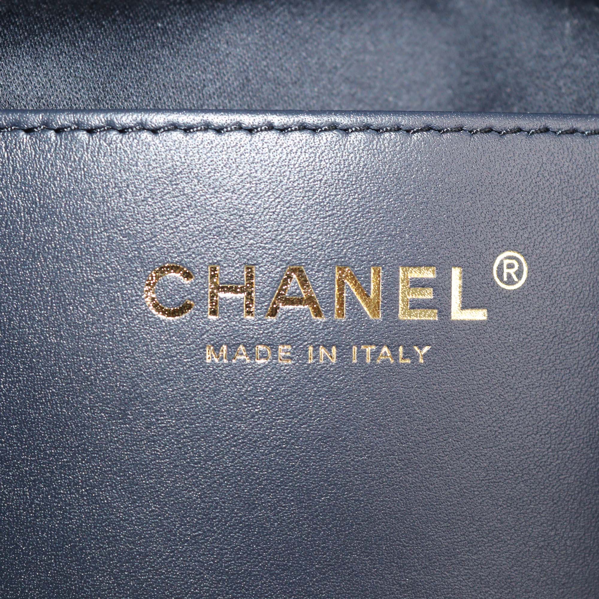 Chanel Dark Blue Quilted Denim Medium Chanel 25 Bag