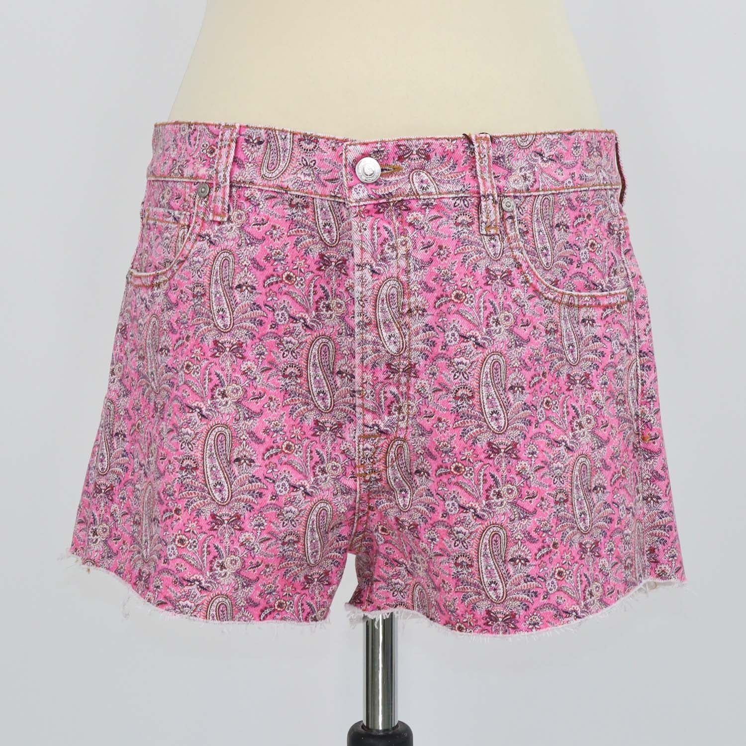 Etro Pink Denim Paisley Print Mini Short
