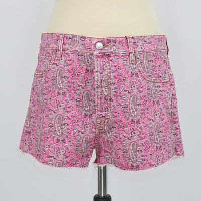 Etro Pink Denim Paisley Print Mini Short