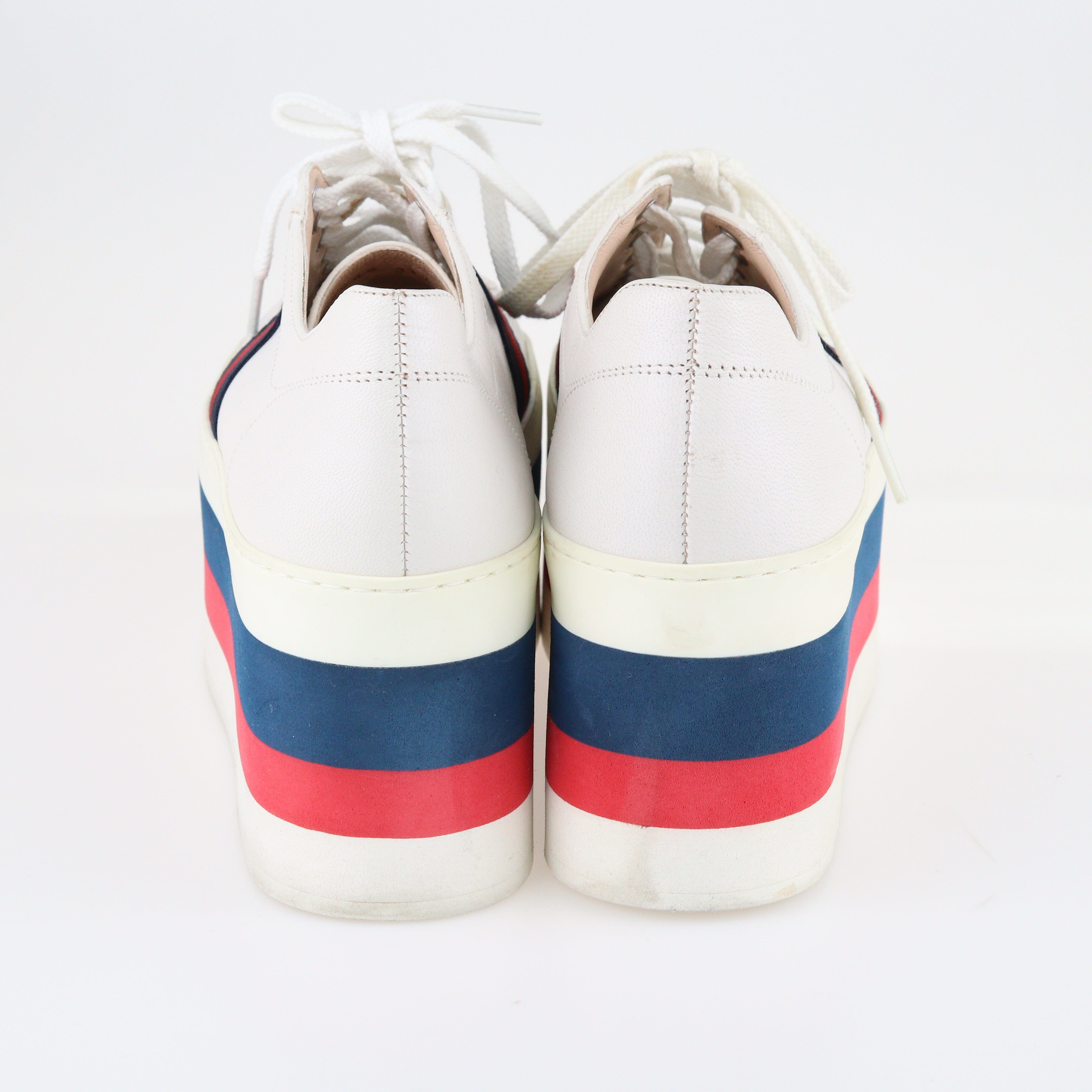 White Peggy Web Platform Sneakers Shoes Gucci 