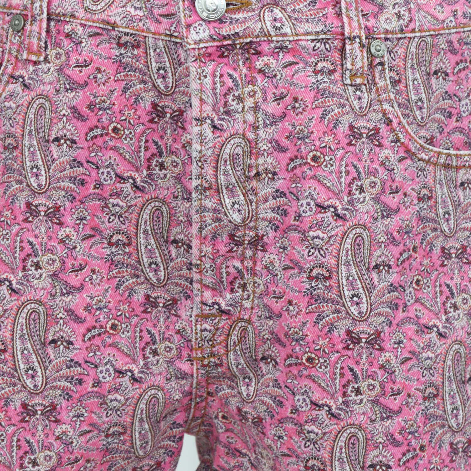 Etro Pink Denim Paisley Print Mini Short