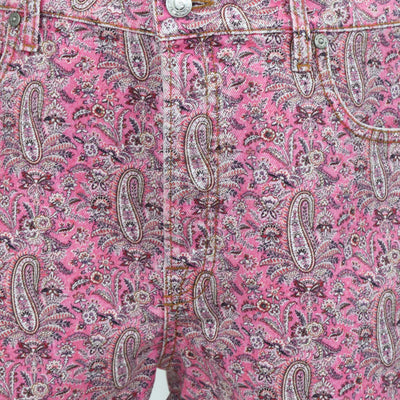 Etro Pink Denim Paisley Print Mini Short