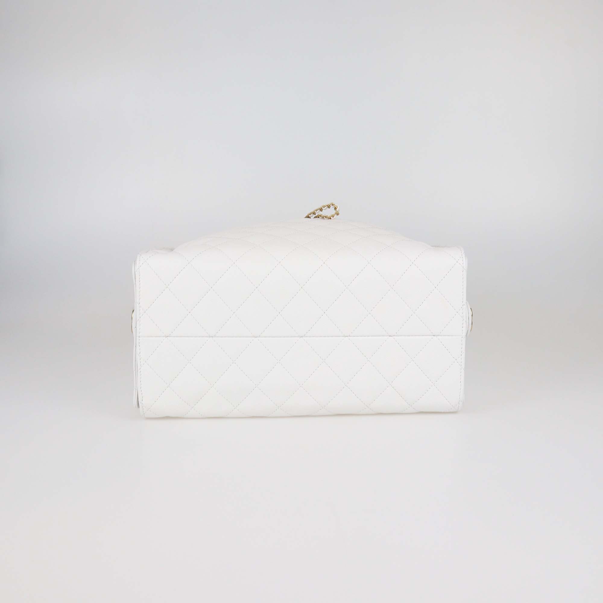 Chanel White Quilted Caviar Leather Medium Chanel 25 Bag