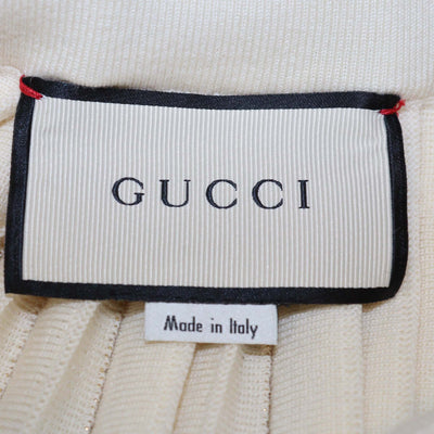 Gucci Cream/Gold Wool Lurex Knit Pleated Midi Skirt
